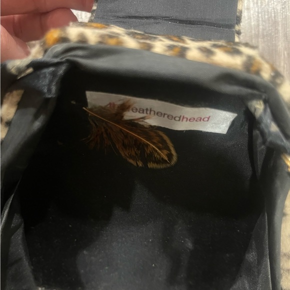 Feathered Head Coquette cheetah animal print pinup mini bag crossbody triangle - Picture 8 of 13
